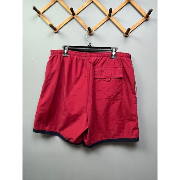 Nautica swimtrunk Mens XL Nylon Red/Navy embroidered pockets Beach Pool - Picture 2 of 6